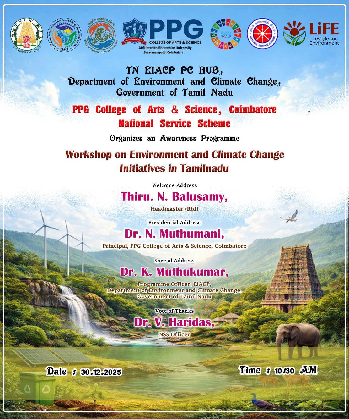 Workshop on Environment and Climate Change Initiatives in Tamil Nadu